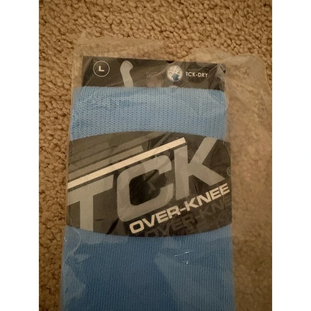 TCK Over-Knee Sports Socks Large Columbia Blue Performance TCK-Dry New